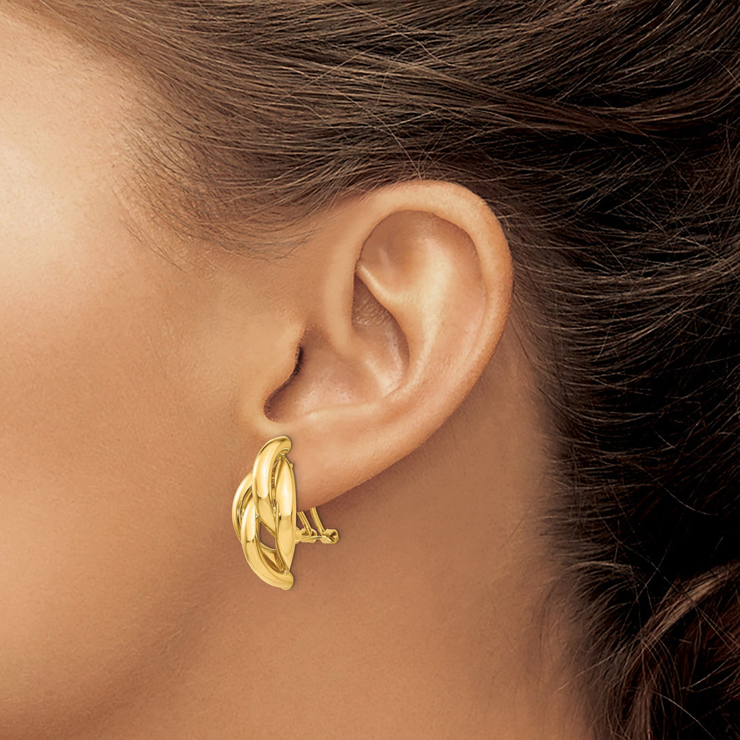 Lovely Rita's Earrings 14K Yellow Gold Luxe Polished 13mm Swirl Omega Back Post Earrings