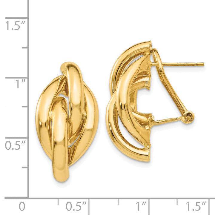 Lovely Rita's Earrings 14K Yellow Gold Luxe Polished 13mm Swirl Omega Back Post Earrings