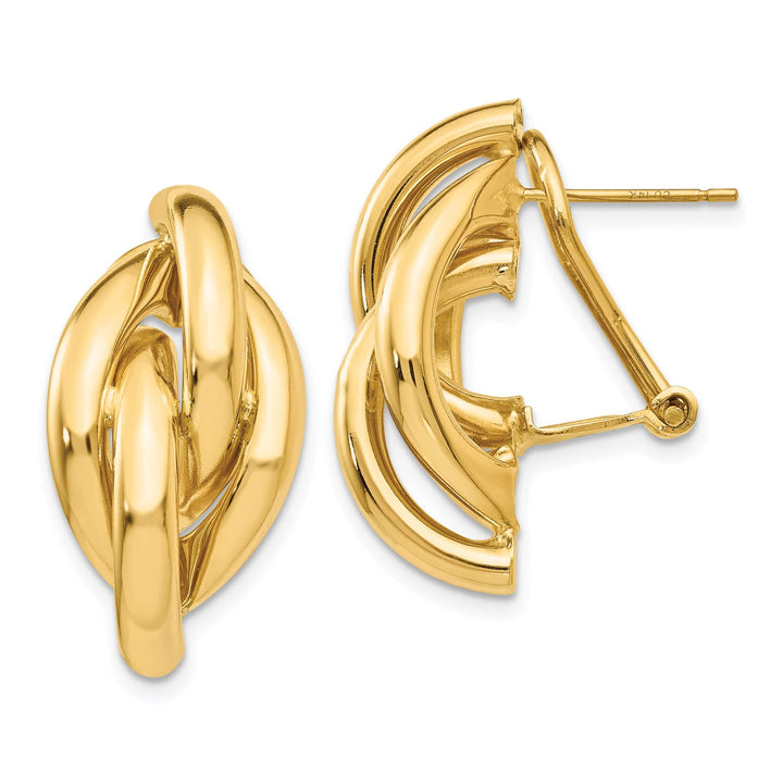 Lovely Rita's Earrings 14K Yellow Gold Luxe Polished 13mm Swirl Omega Back Post Earrings