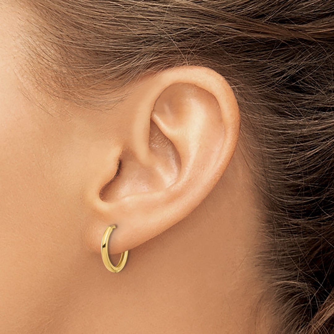 Lovely Rita's Earrings 14K Yellow Gold Luxe Polished 14.5mm Round Hinged Hoop Earrings
