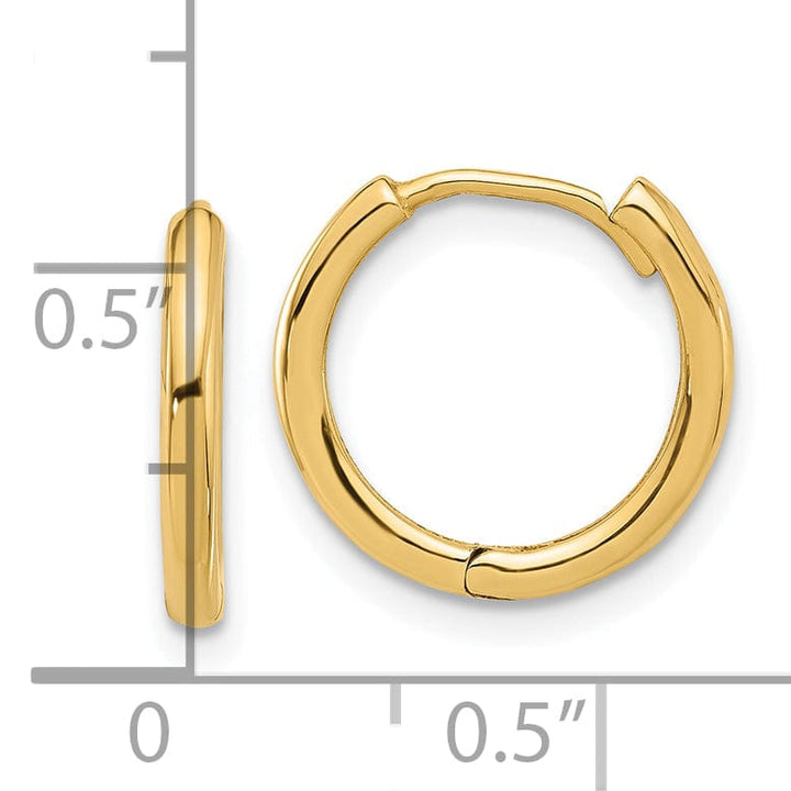 Lovely Rita's Earrings 14K Yellow Gold Luxe Polished 14.5mm Round Hinged Hoop Earrings
