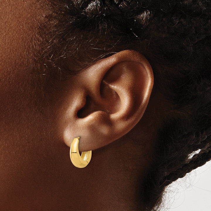 Lovely Rita's Earrings 14K Yellow Gold Luxe Polished 14.5mm Round Huggie Hinged Hoop Earrings