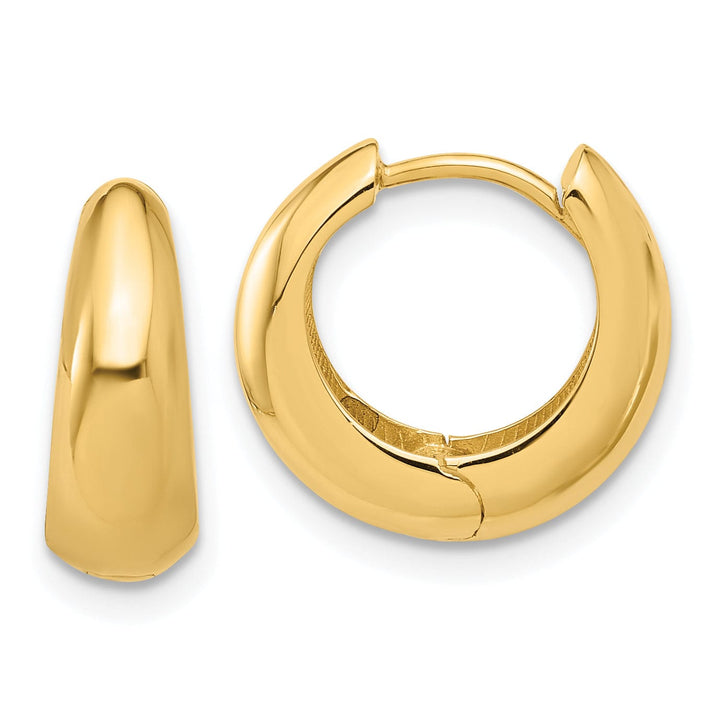 Lovely Rita's Earrings 14K Yellow Gold Luxe Polished 14.5mm Round Huggie Hinged Hoop Earrings