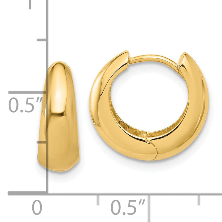 Lovely Rita's Earrings 14K Yellow Gold Luxe Polished 14.5mm Round Huggie Hinged Hoop Earrings