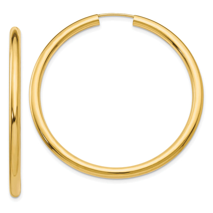 Lovely Rita's Earrings 14K Yellow Gold Luxe Polished 3.00x45mm Endless Hoop Earrings