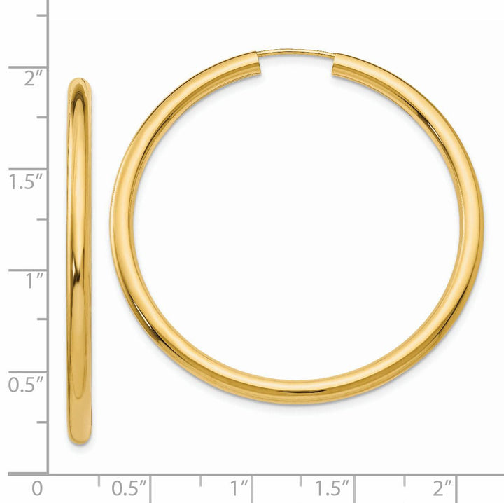 Lovely Rita's Earrings 14K Yellow Gold Luxe Polished 3.00x45mm Endless Hoop Earrings