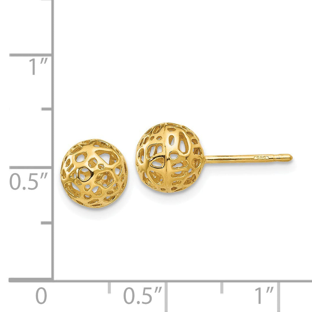 Lovely Rita's Earrings 14K Yellow Gold Luxe Polished 7.5mm Fancy Ball Post Earrings
