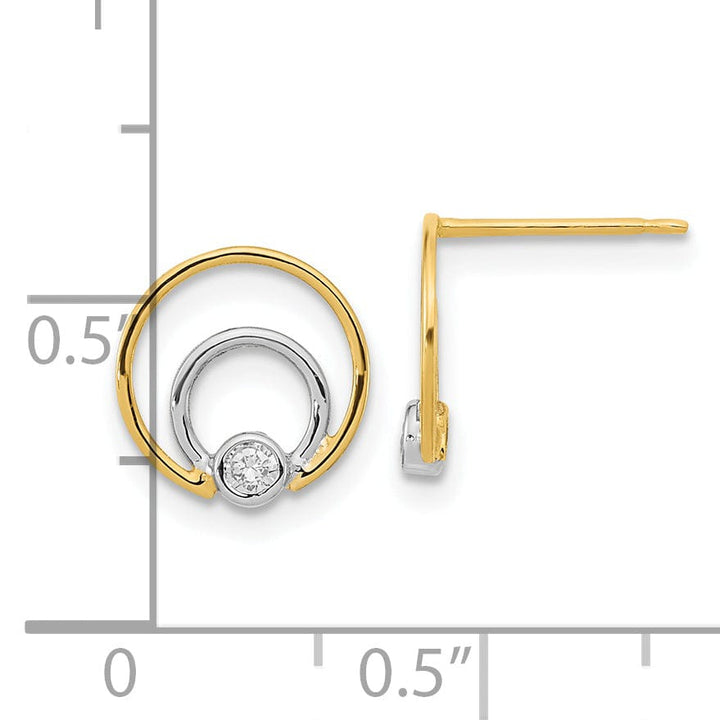 Lovely Rita's Earrings 14K Yellow Gold Luxe Polished 9.75mm CZ Double Circle Post Earrings