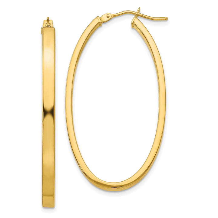 Lovely Rita's Earrings 14K Yellow Gold Luxurious Polished 3 mm Oval Tube Hoop Earrings