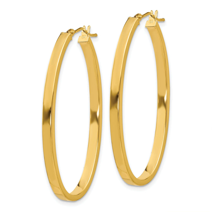 Lovely Rita's Earrings 14K Yellow Gold Luxurious Polished 3 mm Oval Tube Hoop Earrings