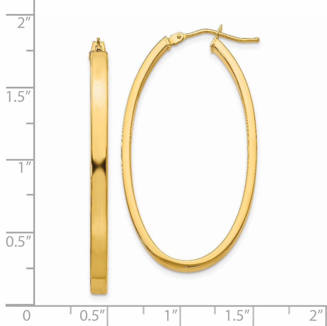 Lovely Rita's Earrings 14K Yellow Gold Luxurious Polished 3 mm Oval Tube Hoop Earrings
