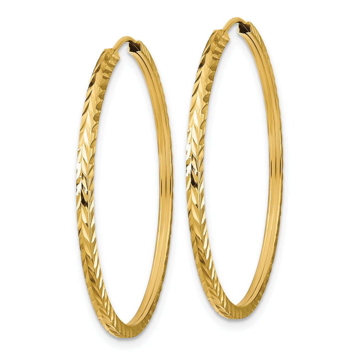 Lovely Rita's Earrings 14K Yellow Gold Modern D.C Square-Tube 1.35x35mm Endless Hoop Earrings