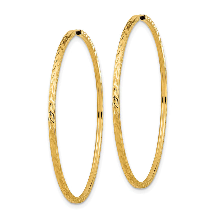 Lovely Rita's Earrings 14K Yellow Gold Modern D.C Square-Tube 1.35x45mm Endless Hoop Earrings