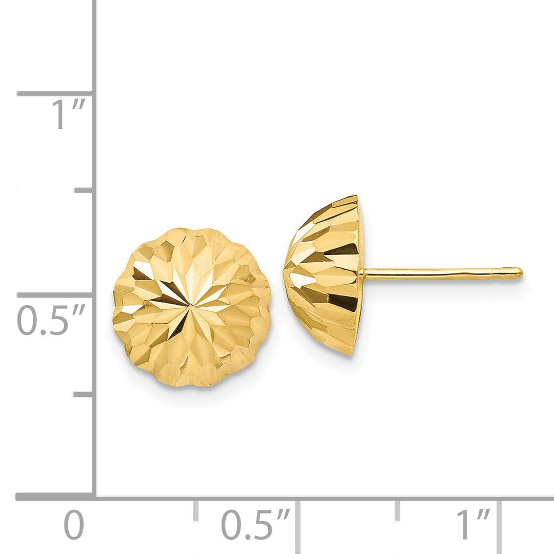 Lovely Rita's Earrings 14K Yellow Gold Modern Diamond-Cut 9.5mm Domed Post Earrings