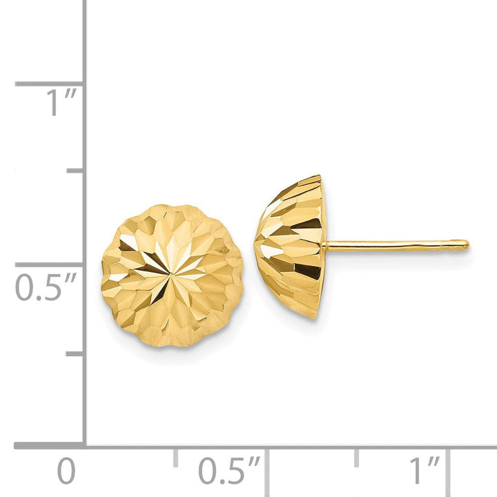 Lovely Rita's Earrings 14K Yellow Gold Modern Diamond-Cut 9.5mm Domed Post Earrings
