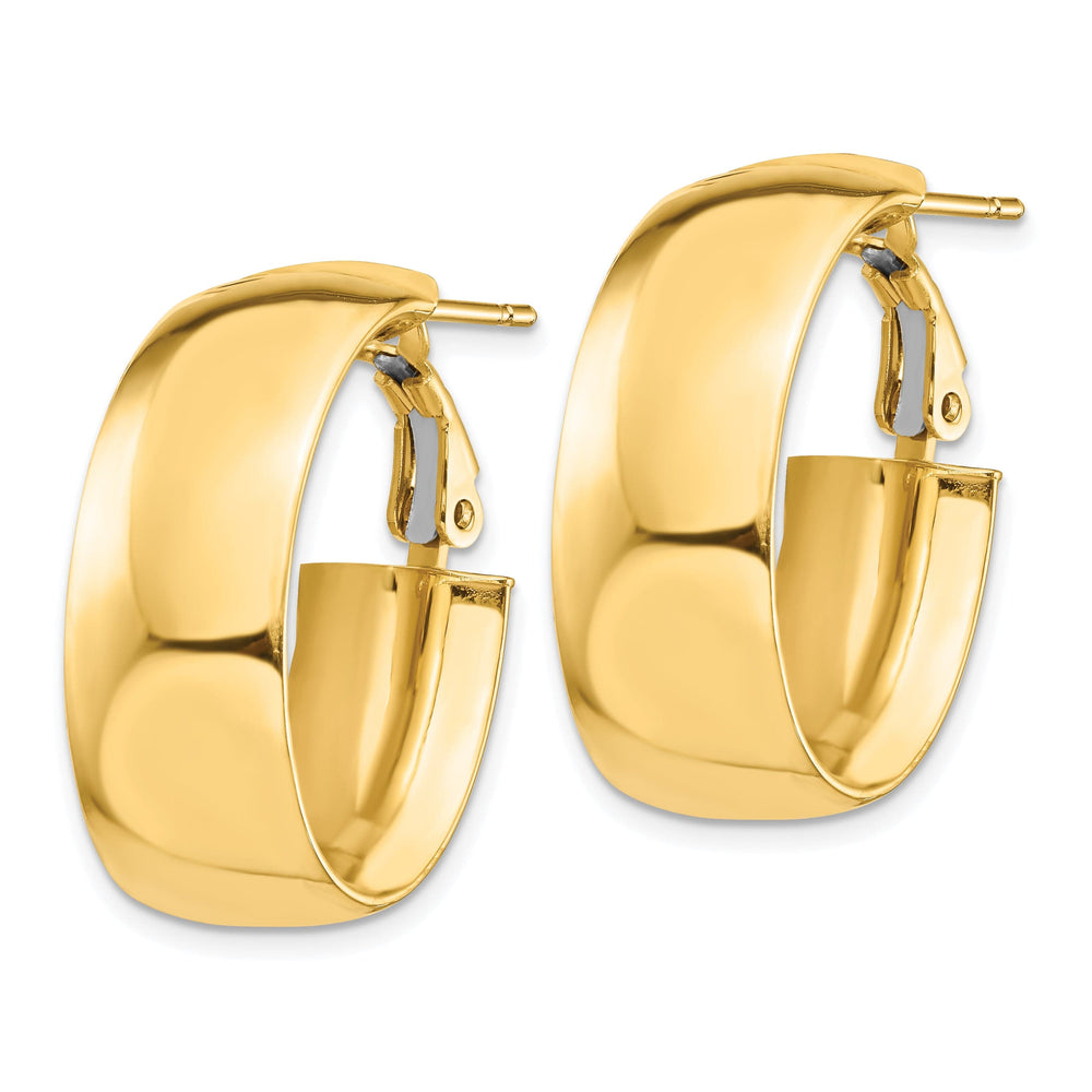 Lovely Rita's Earrings 14K Yellow Gold Modern High Polished 18.41mm Oval Omega Hoops