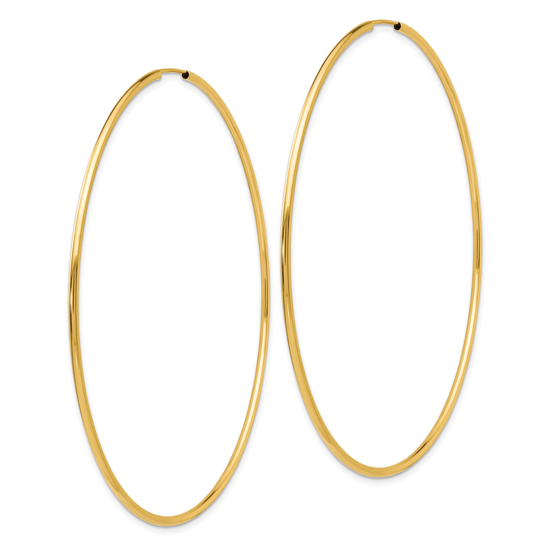 Lovely Rita's Earrings 14K Yellow Gold Modern Polished 1.2x74mm Endless Hoop Earrings