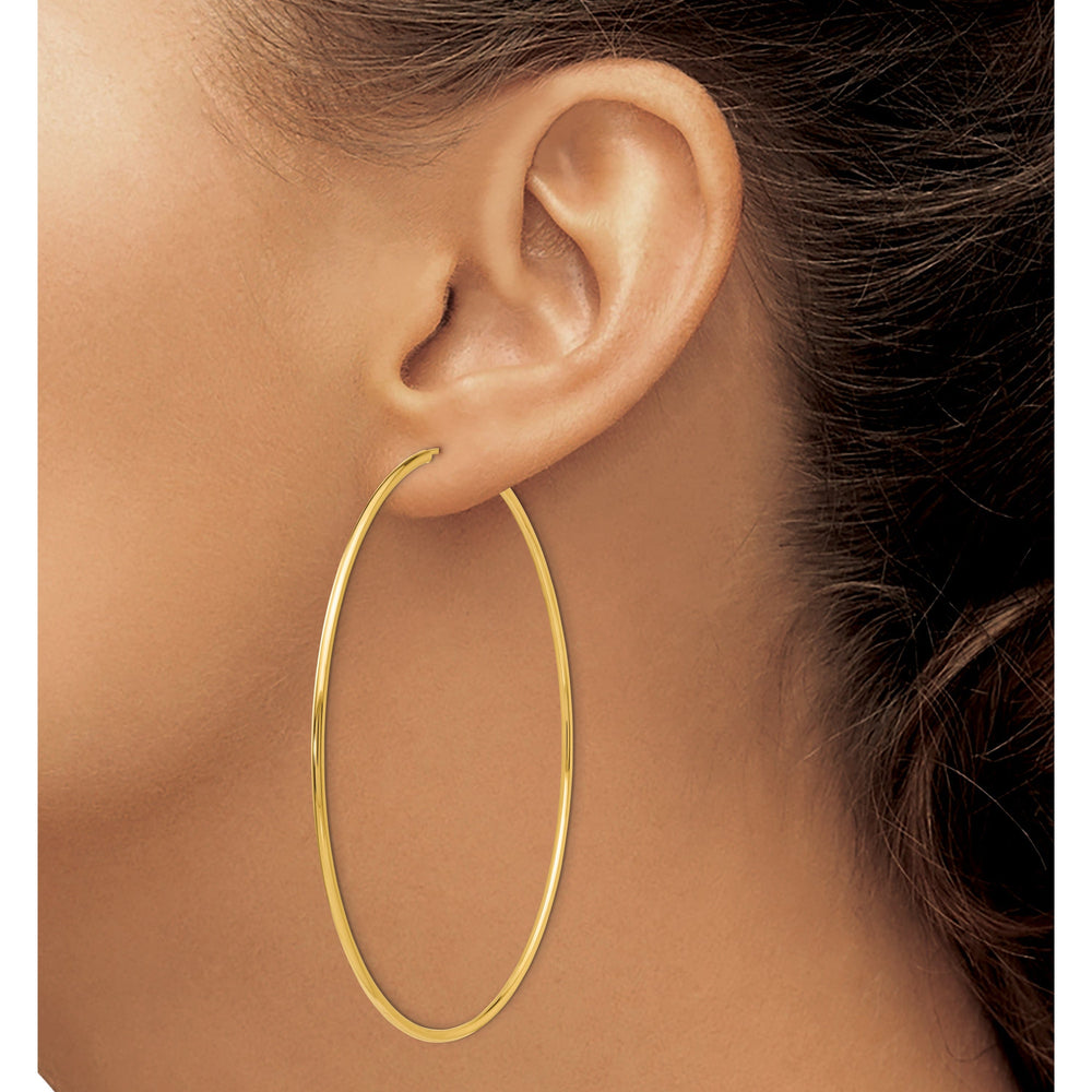 Lovely Rita's Earrings 14K Yellow Gold Modern Polished 1.2x74mm Endless Hoop Earrings