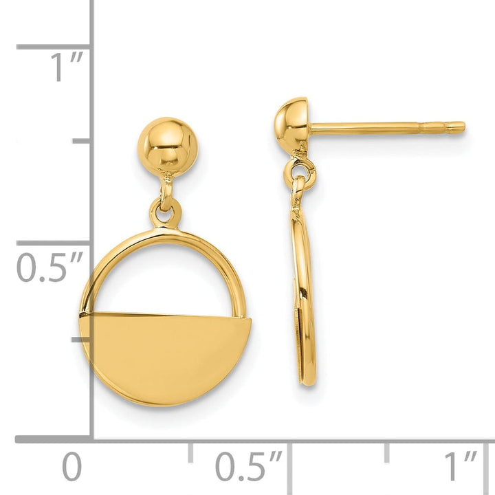 Lovely Rita's Earrings 14K Yellow Gold Modern Polished 11.9mm Contemporary Dangle Earrings
