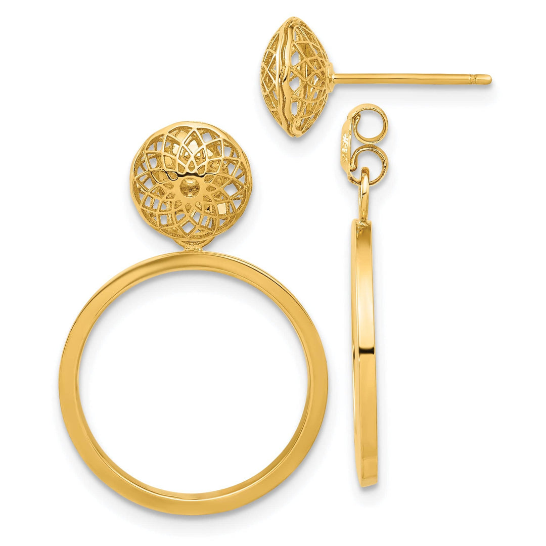 Lovely Rita's Earrings 14K Yellow Gold Modern Polished 18.25mm Circle Hollow Dangle Earrings