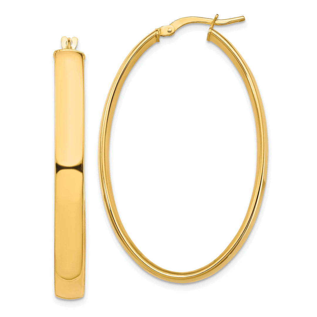 Lovely Rita's Earrings 14K Yellow Gold Modern Polished 27.41 mm Oval Tube Hoop Earrings