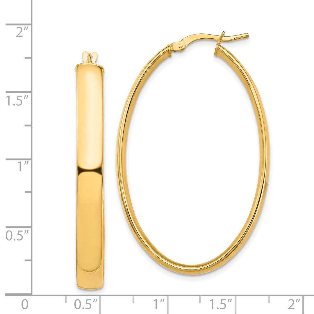 Lovely Rita's Earrings 14K Yellow Gold Modern Polished 27.41 mm Oval Tube Hoop Earrings