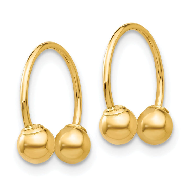 Lovely Rita's Earrings 14K Yellow Gold Modern Polished 2mm Beaded Hoop Ball Post Earrings
