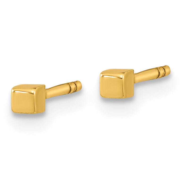 Lovely Rita's Earrings 14K Yellow Gold Modern Polished 2mm Cube Post Earrings