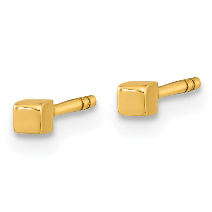 Lovely Rita's Earrings 14K Yellow Gold Modern Polished 2mm Cube Post Earrings