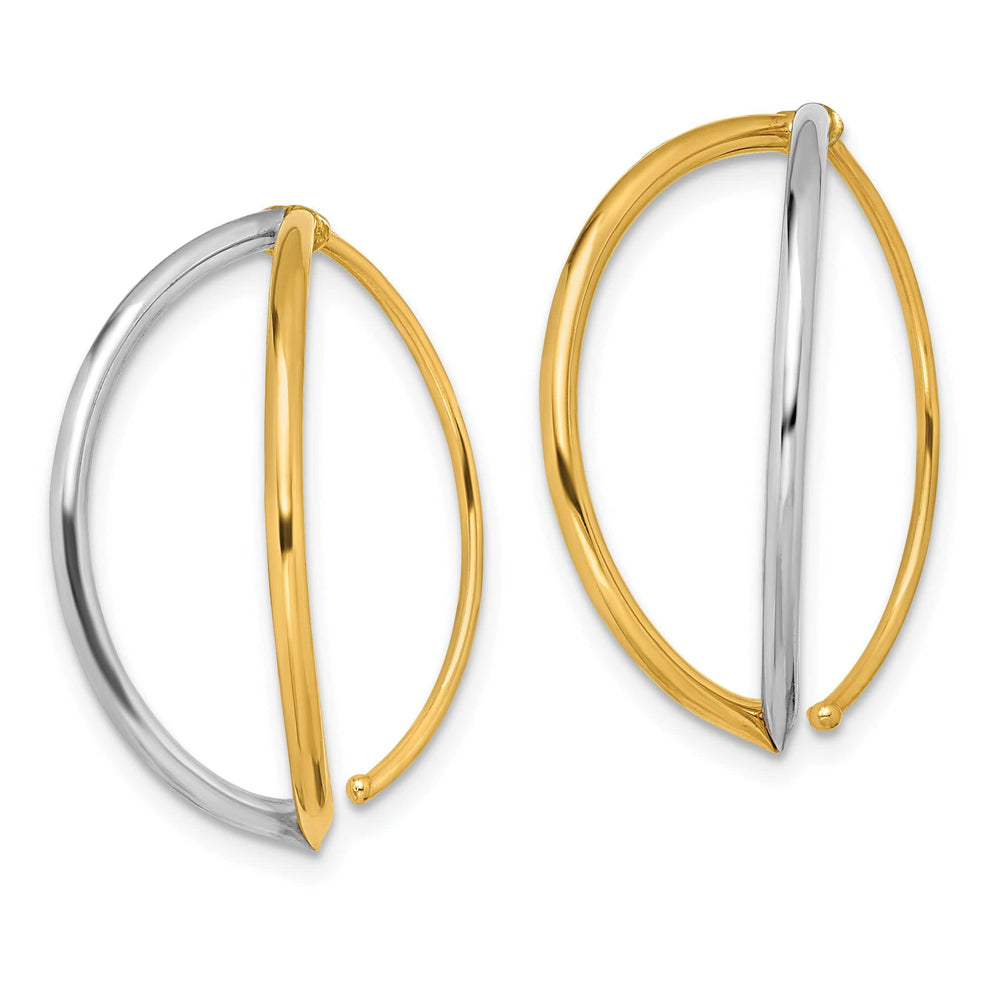 Lovely Rita's Earrings 14K Yellow Gold Modern White Rhodium 23mm Threader Earrings