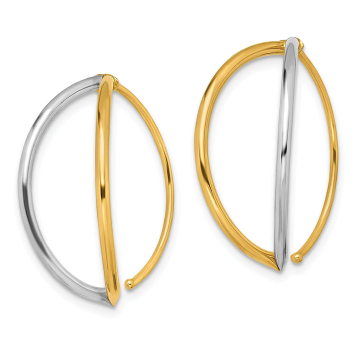 Lovely Rita's Earrings 14K Yellow Gold Modern White Rhodium 23mm Threader Earrings