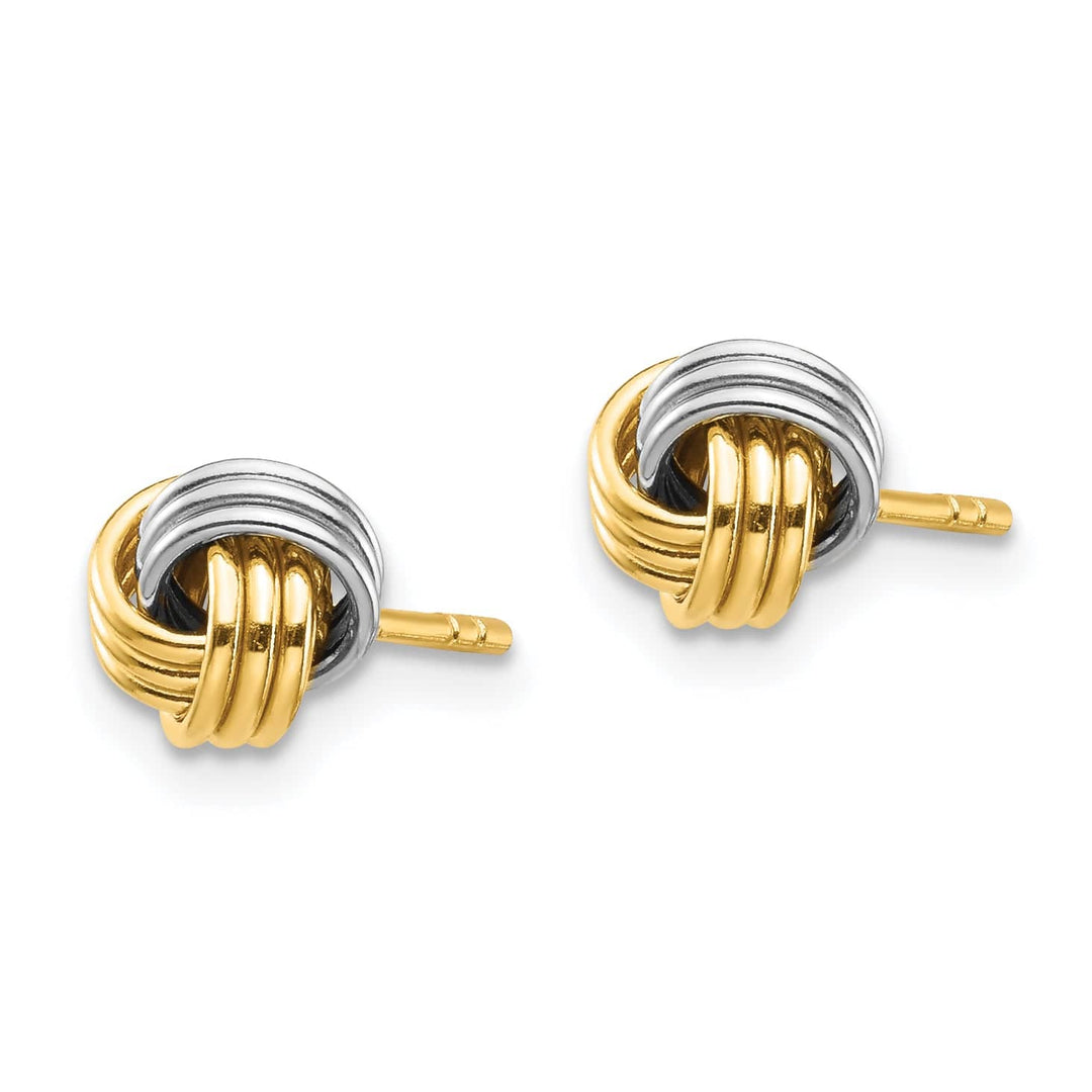 Lovely Rita's Earrings 14K Yellow Gold Modern White Rhodium 6.26mm Love Knot Post Earrings