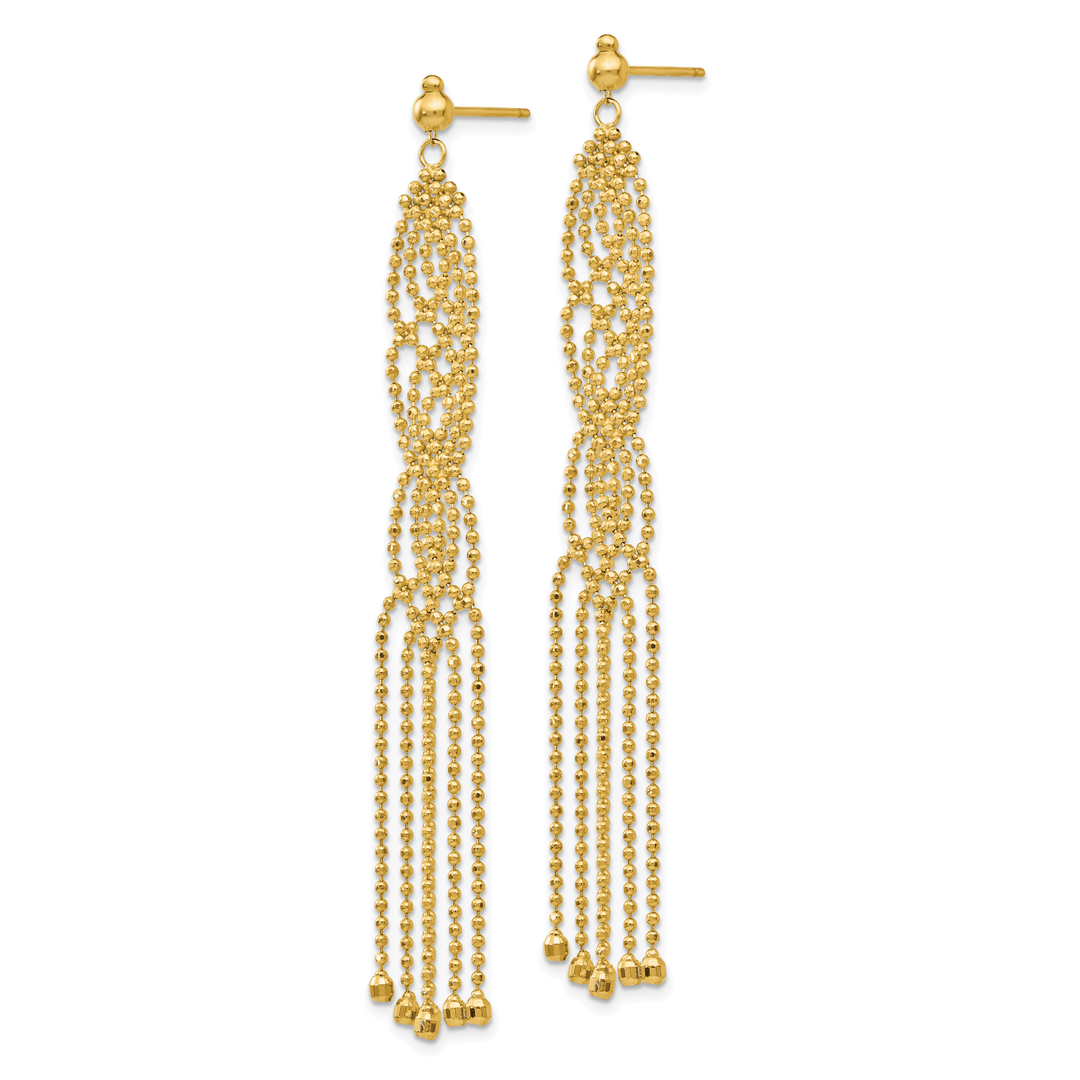 Lovely Rita's Earrings 14K Yellow Gold Noble Polished 9 mm Beaded Dangle Earrings
