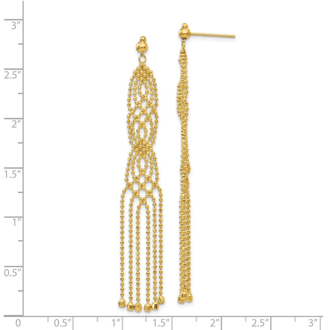 Lovely Rita's Earrings 14K Yellow Gold Noble Polished 9 mm Beaded Dangle Earrings
