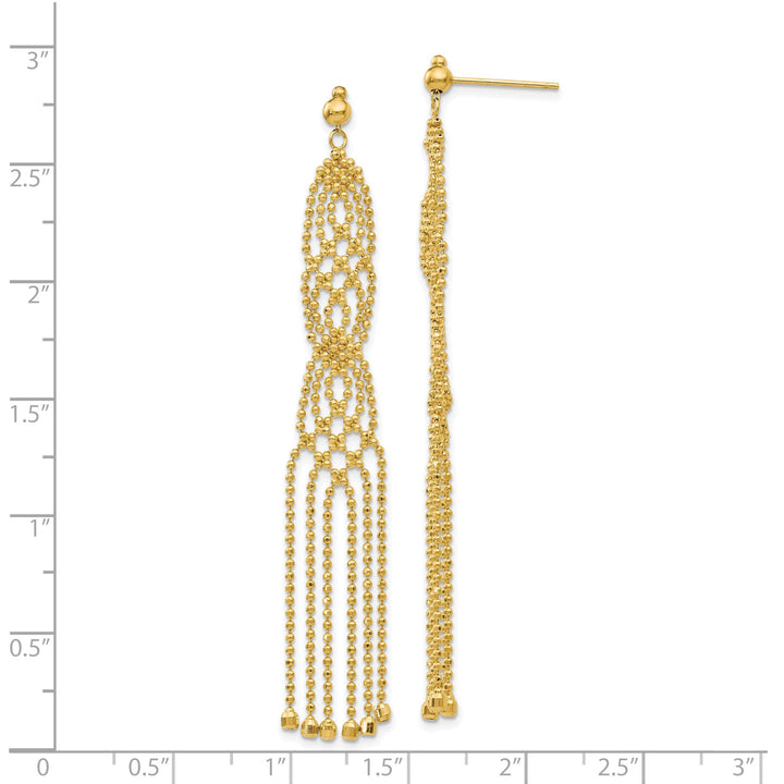 Lovely Rita's Earrings 14K Yellow Gold Noble Polished 9 mm Beaded Dangle Earrings