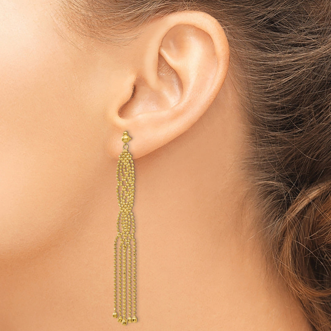 Lovely Rita's Earrings 14K Yellow Gold Noble Polished 9 mm Beaded Dangle Earrings
