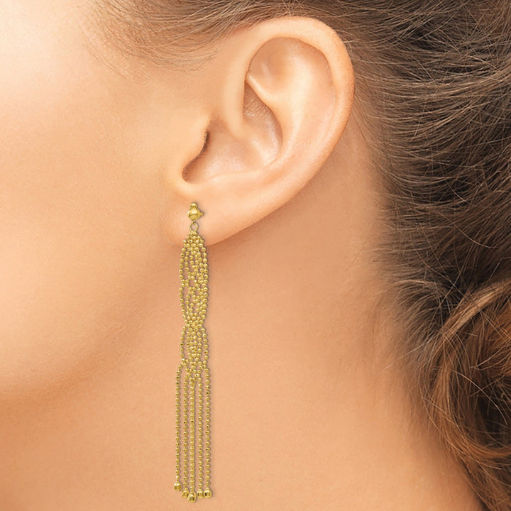 Lovely Rita's Earrings 14K Yellow Gold Noble Polished 9 mm Beaded Dangle Earrings
