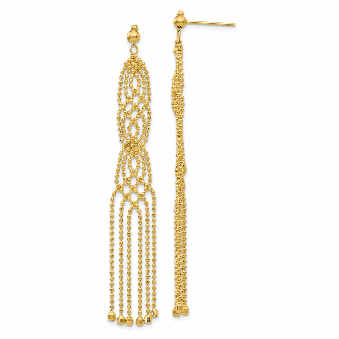 Lovely Rita's Earrings 14K Yellow Gold Noble Polished 9 mm Beaded Dangle Earrings