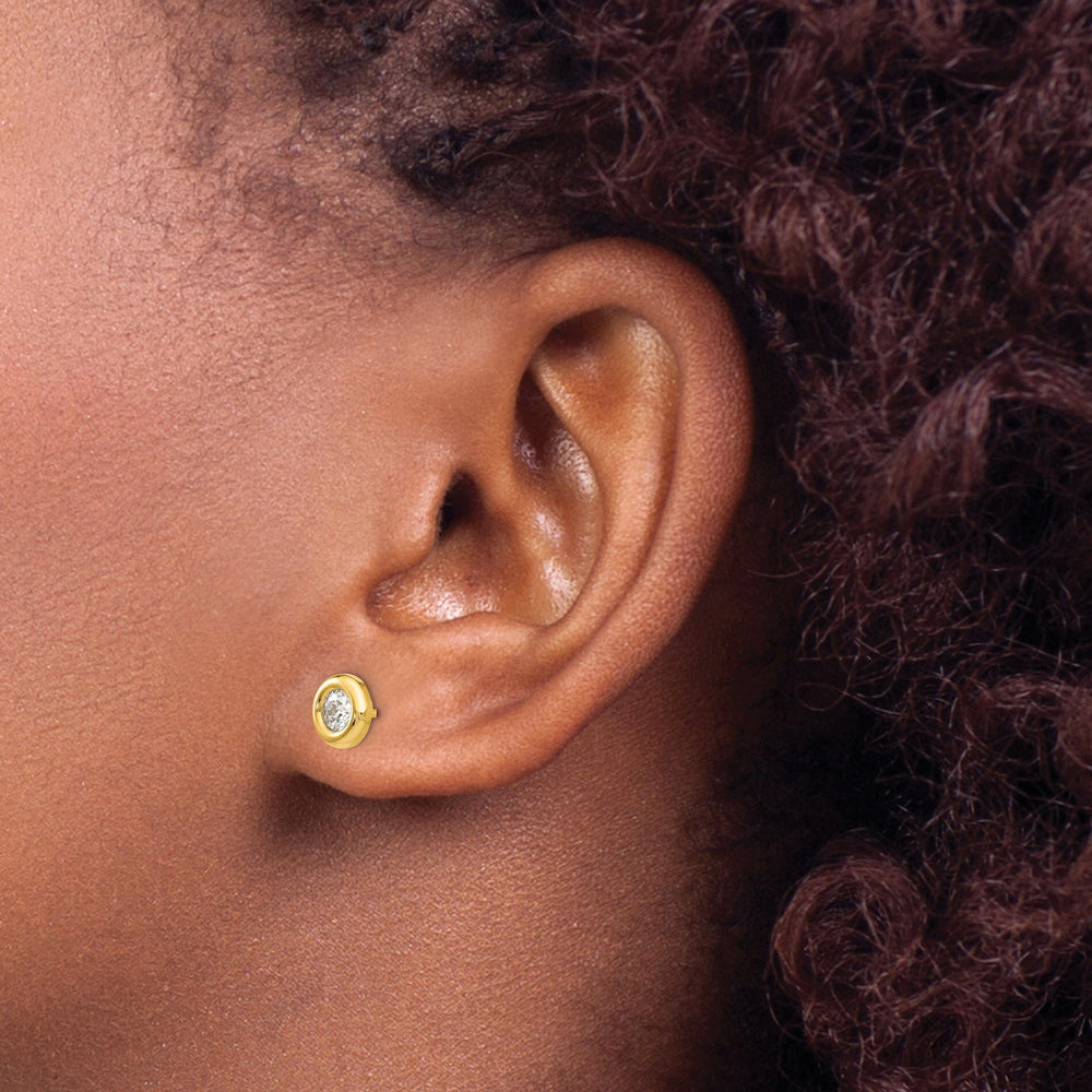 Lovely Rita's Earrings 14K Yellow Gold Ornate Polished 7mm Fancy Post Earrings