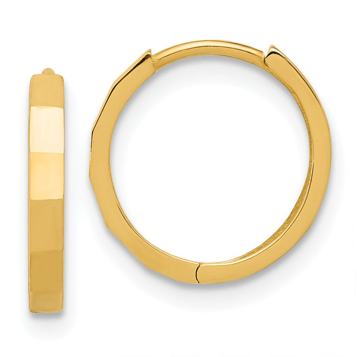 Lovely Rita's Earrings 14K Yellow Gold Perfect Polished 13.1mm and Hinged Hoop Earrings