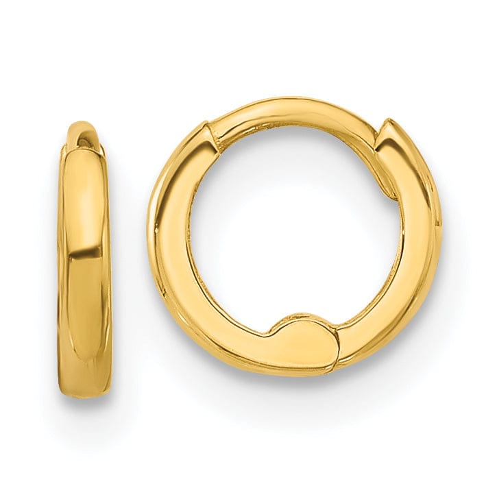Lovely Rita's Earrings 14K Yellow Gold Petite Polished 8mm Round Huggie Hinged Hoop Earrings