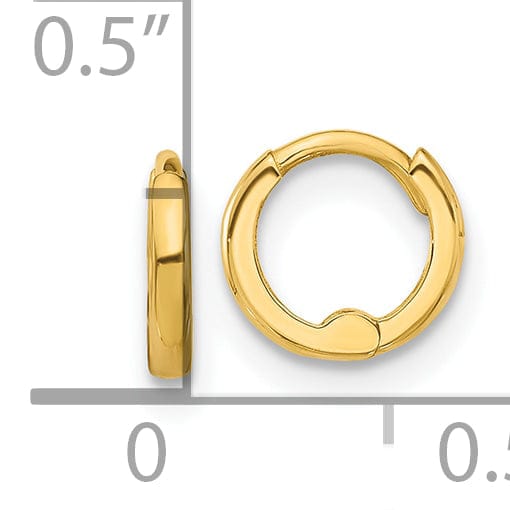 Lovely Rita's Earrings 14K Yellow Gold Petite Polished 8mm Round Huggie Hinged Hoop Earrings