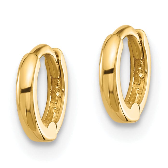 Lovely Rita's Earrings 14K Yellow Gold Petite Polished 8mm Round Huggie Hinged Hoop Earrings