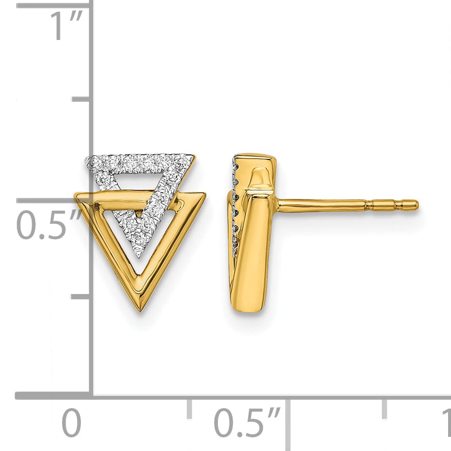 Lovely Rita's Earrings 14k Yellow Gold Polished 1/10 CT Diamond Double Triangle Post Earrings