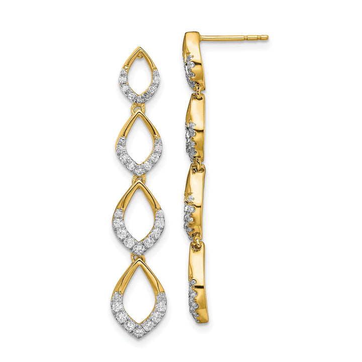 Lovely Rita's Earrings 14k Yellow Gold Polished 1/2 CT Diamond Dangle Post Earrings