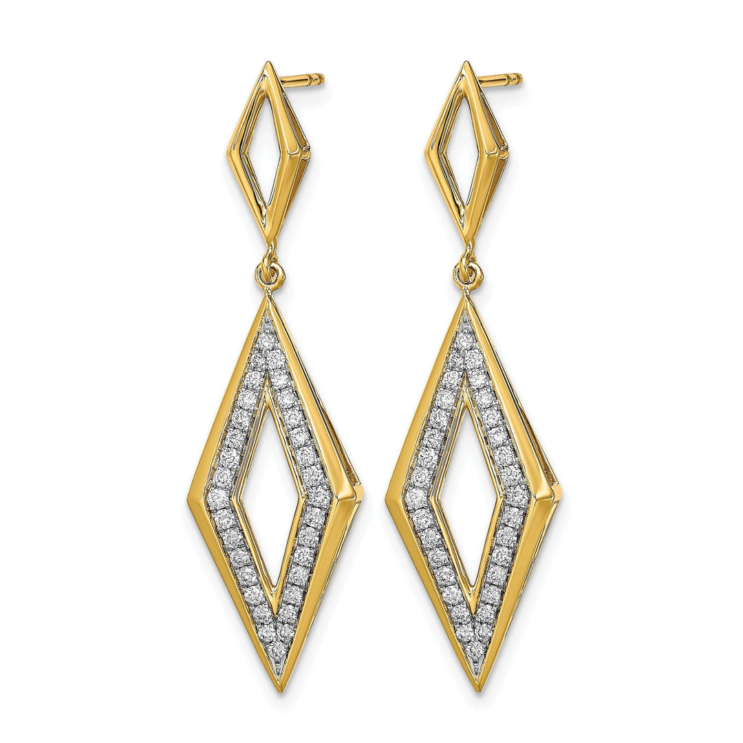 Lovely Rita's Earrings 14k Yellow Gold Polished 3/8 CT Diamond Fancy Dangle Post Earrings