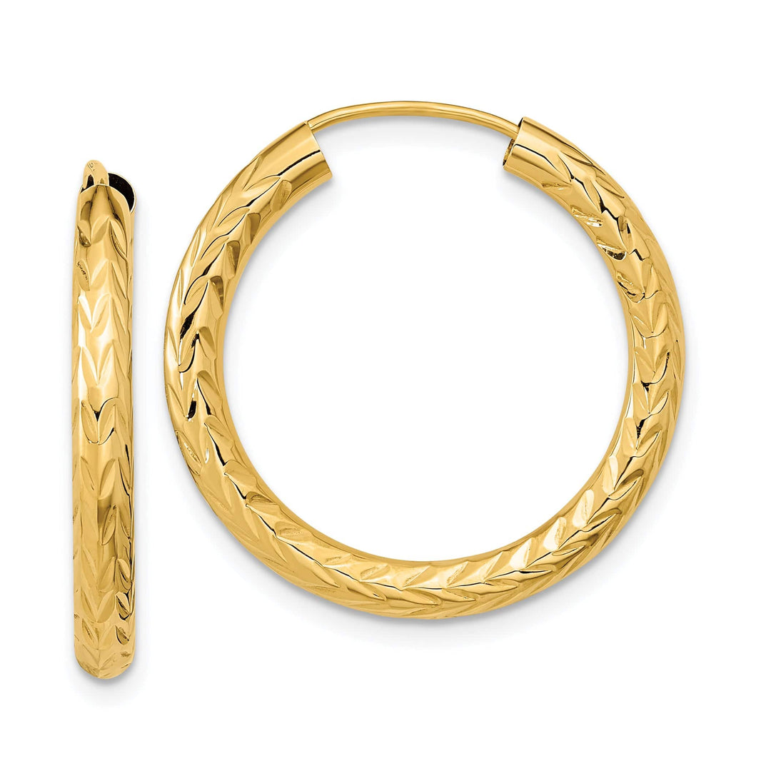 Lovely Rita's Earrings 14K Yellow Gold Polished D.C 3.00x25mm Endless Hoop Earrings