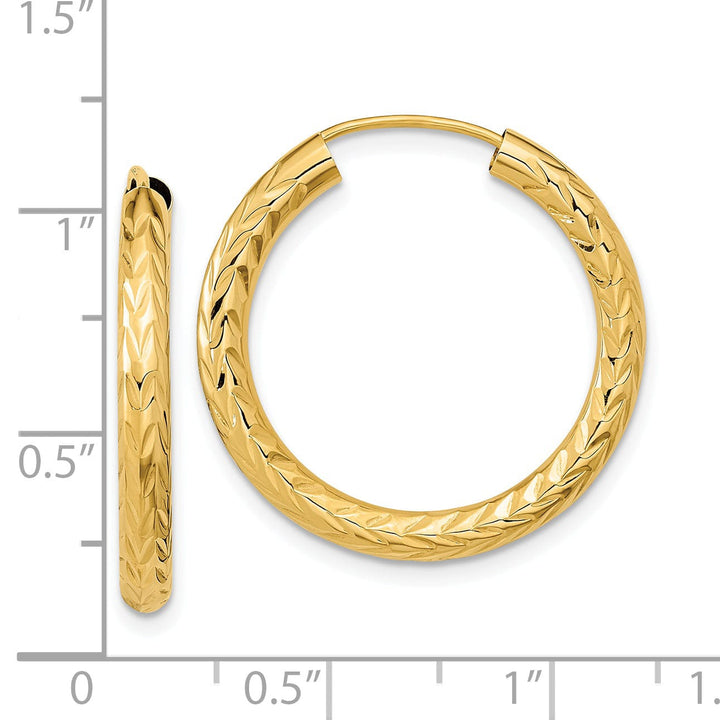Lovely Rita's Earrings 14K Yellow Gold Polished D.C 3.00x25mm Endless Hoop Earrings