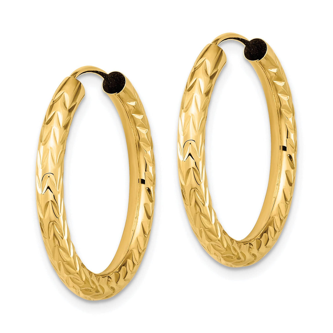 Lovely Rita's Earrings 14K Yellow Gold Polished D.C 3.00x25mm Endless Hoop Earrings