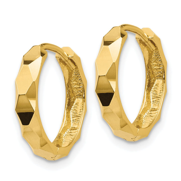 Lovely Rita's Earrings 14K Yellow Gold Polished Diamond-Cut 14mm Hinged Hoop Earrings